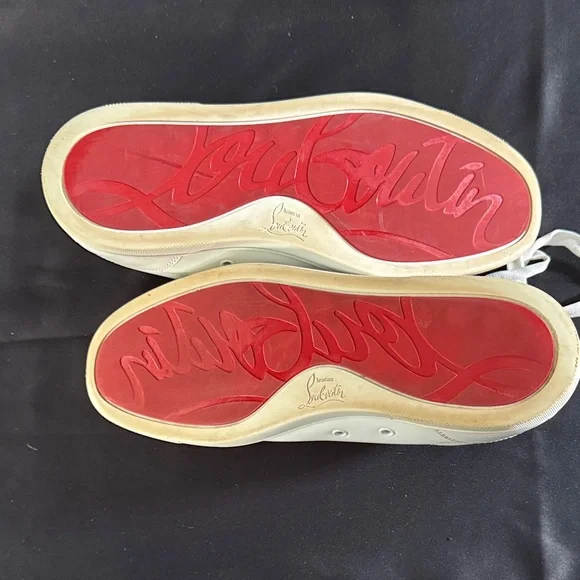 Christian Louboutin Men’s White Leather Sneakers with Iconic Red Soles